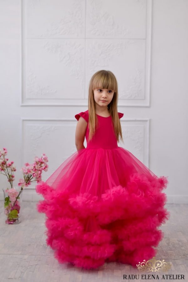 Ciclam - Rochiță tulle floare prințesă - imagine 4