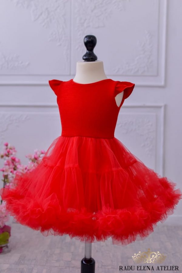Red - Rochiță tulle floare mini(cu bordura) - imagine 2