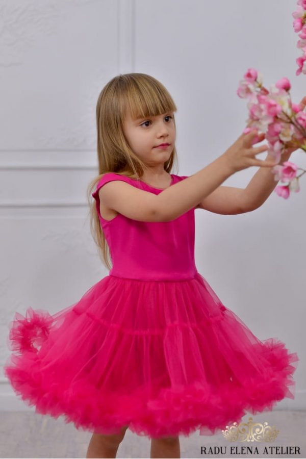 Ciclam - Rochiță tulle floare mini(cu bordura) - imagine 5