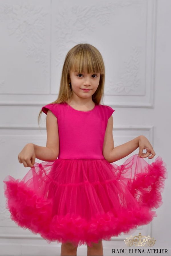 Ciclam - Rochiță tulle floare mini(cu bordura) - imagine 4