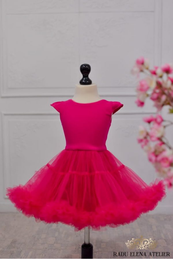 Ciclam - Rochiță tulle floare mini(cu bordura) - imagine 3
