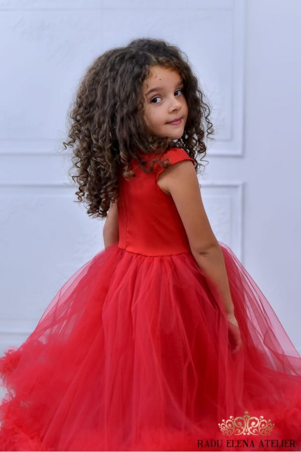Red - Rochiță tulle floare prințesă - imagine 3