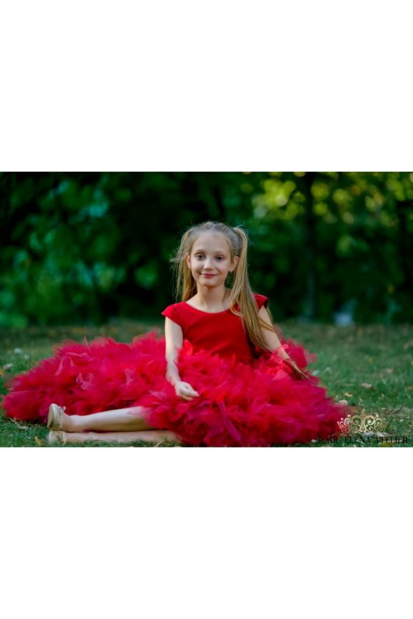 Cherry - Rochiță tulle fulg cu trenă - imagine 3