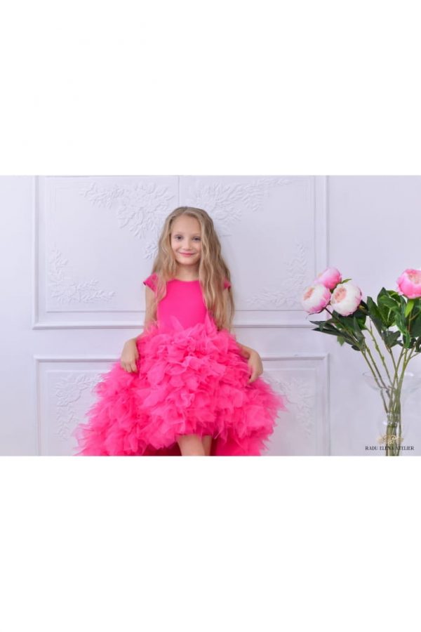 Ciclam - Rochiță tulle fulg cu trena - imagine 4