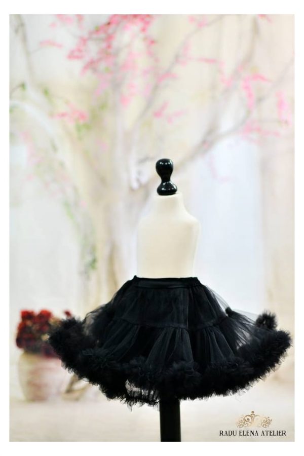 Noir - Fustă tulle floare fetițe