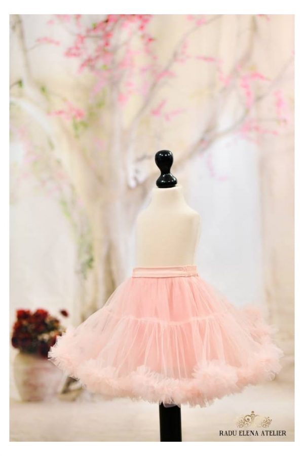 Peach - Fustă tulle floare fetițe