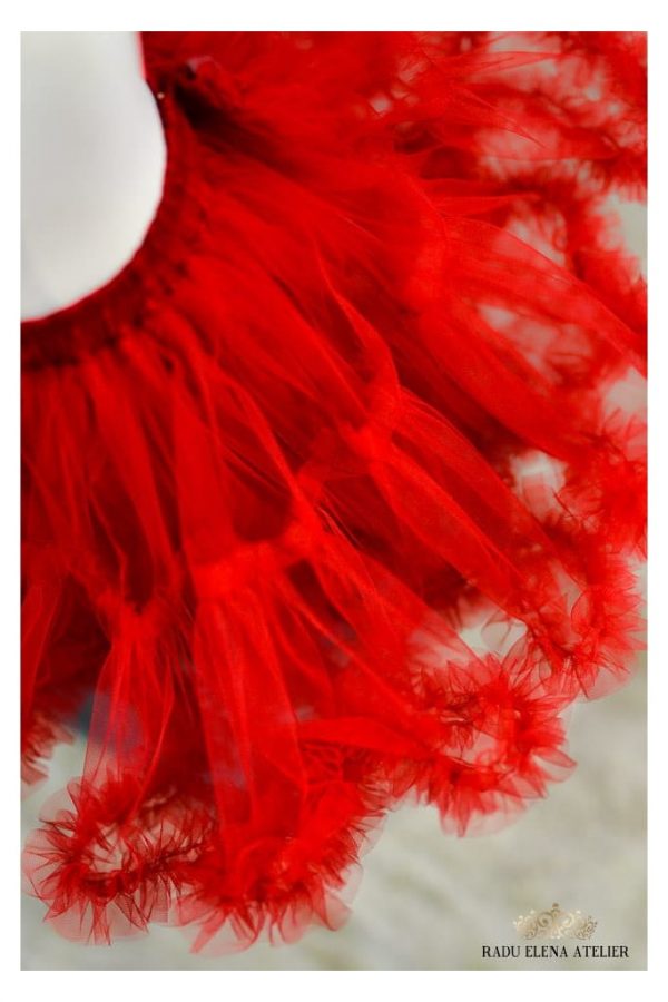 Red - Fustă tulle floare fetițe - imagine 3