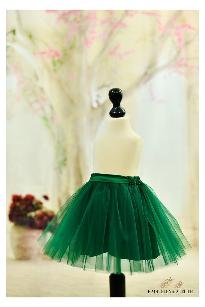 smarald-fusta-tulle-fetite Green-fustita tulle simpla - imagine 1
