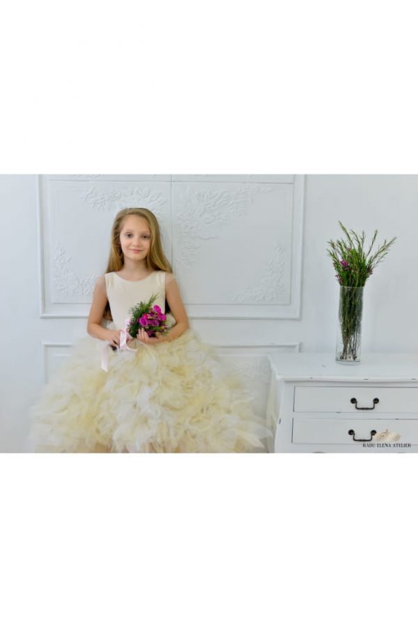 Vanilie - Rochiță tulle fulg cu trena - imagine 4