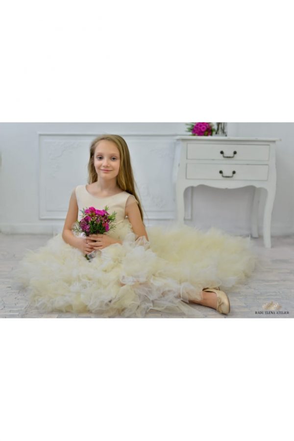 Vanilie - Rochiță tulle fulg cu trena - imagine 3