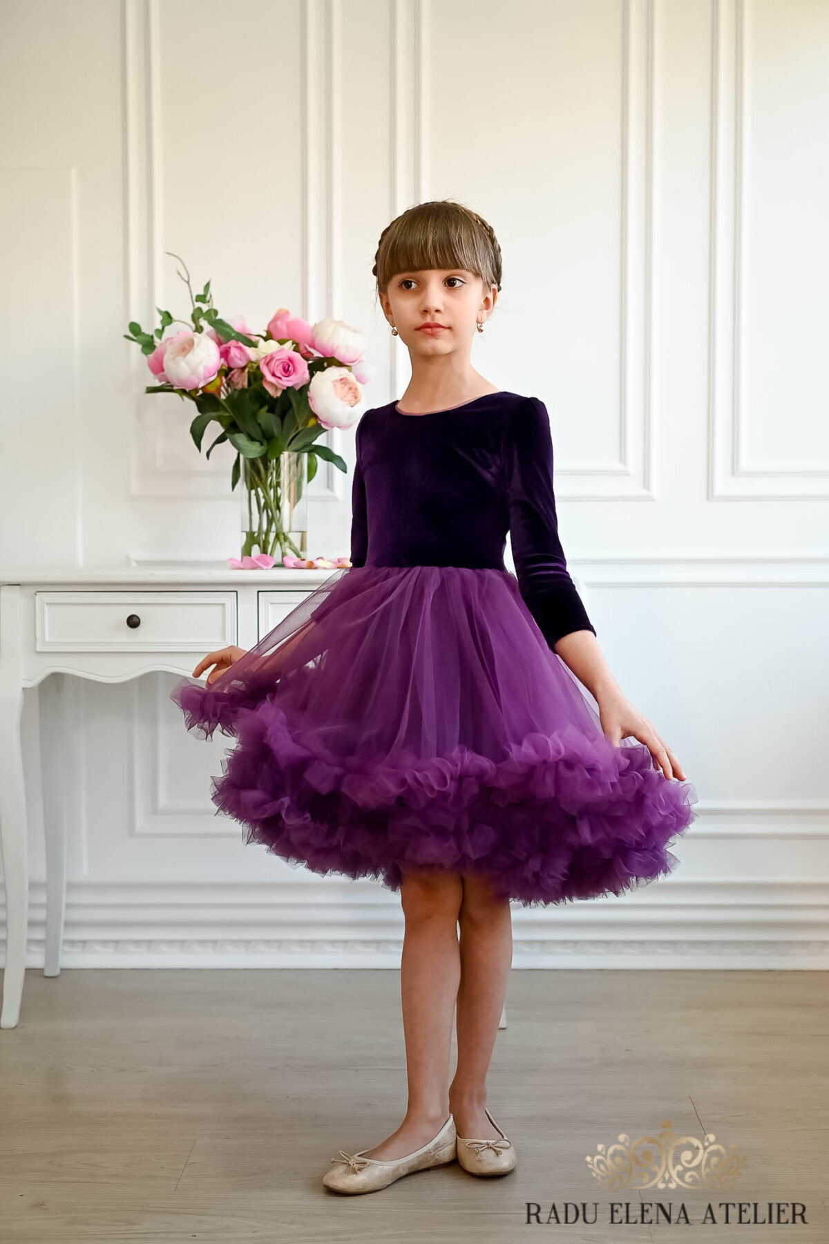 Plum-rochita tulle floare/balerina - imagine 2