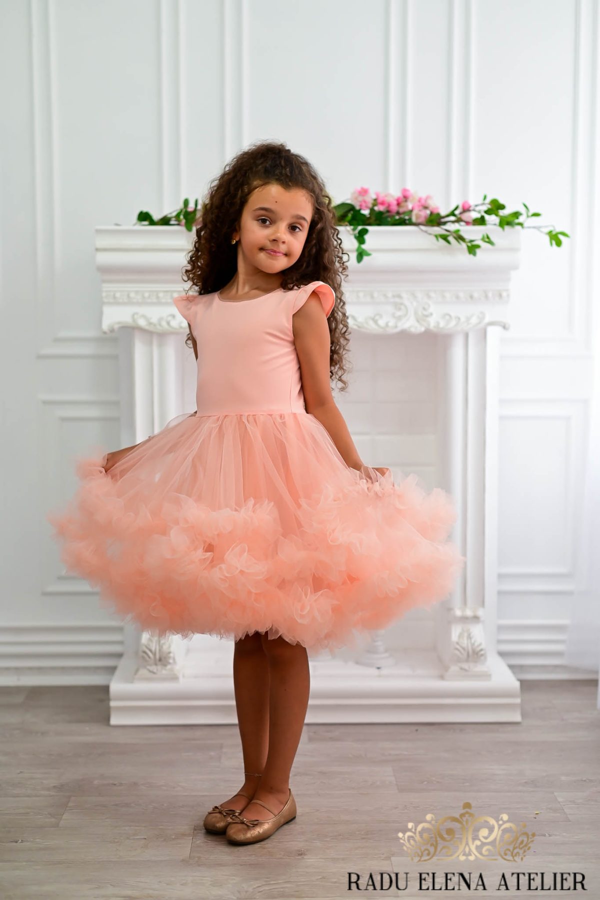 Peach-rochita tulle floare balerina - imagine 2