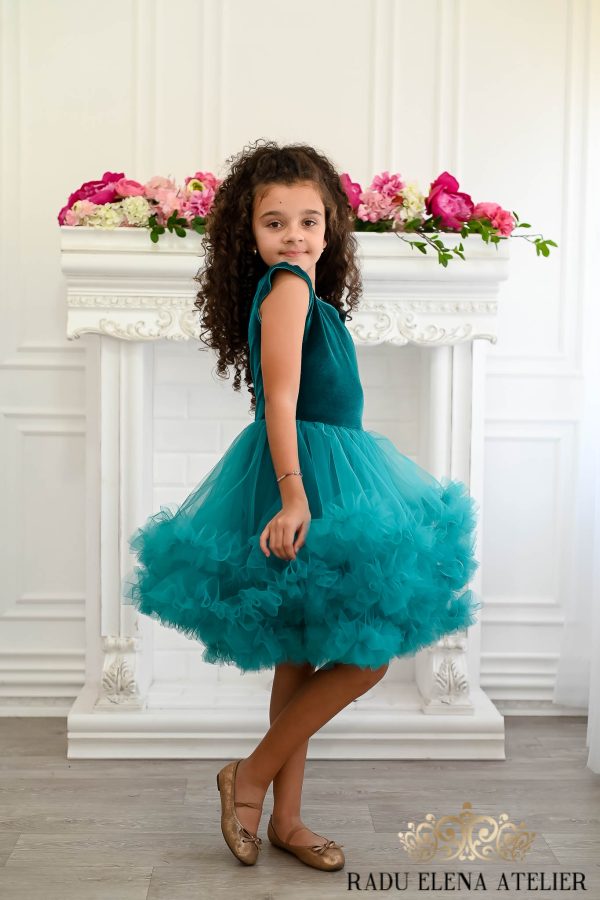 Dark Turquoise-rochita tulle floare/balerina