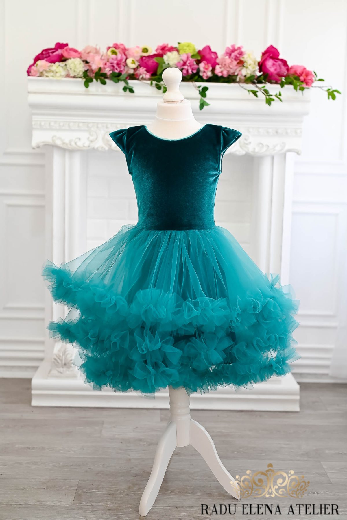Dark Turquoise-rochita tulle floare/balerina - imagine 2