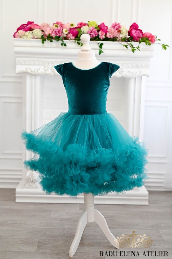Dark Turquoise-rochita tulle floare/balerina - imagine 2