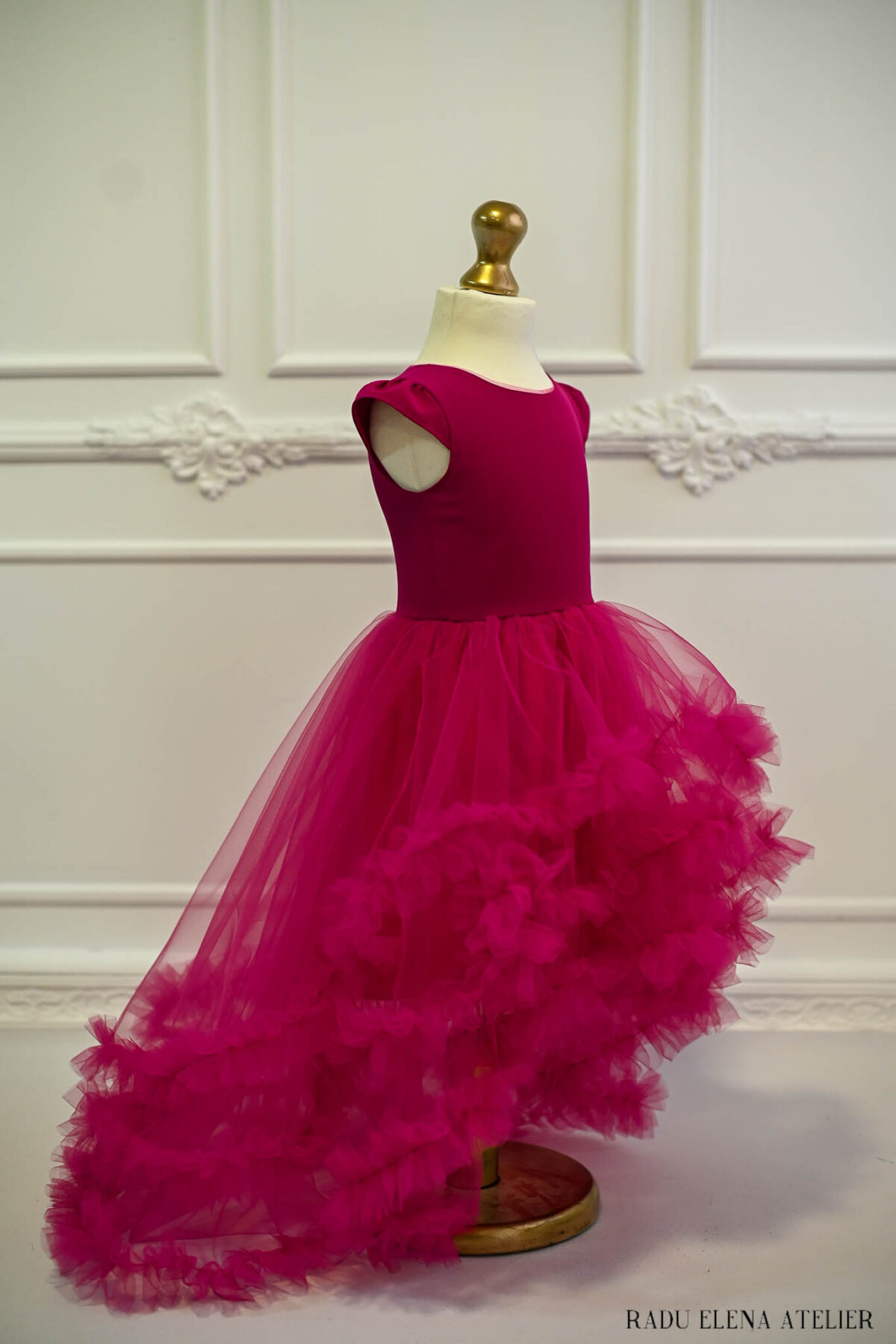 Ciclam-rochita tulle floare/asimetrica - imagine 2