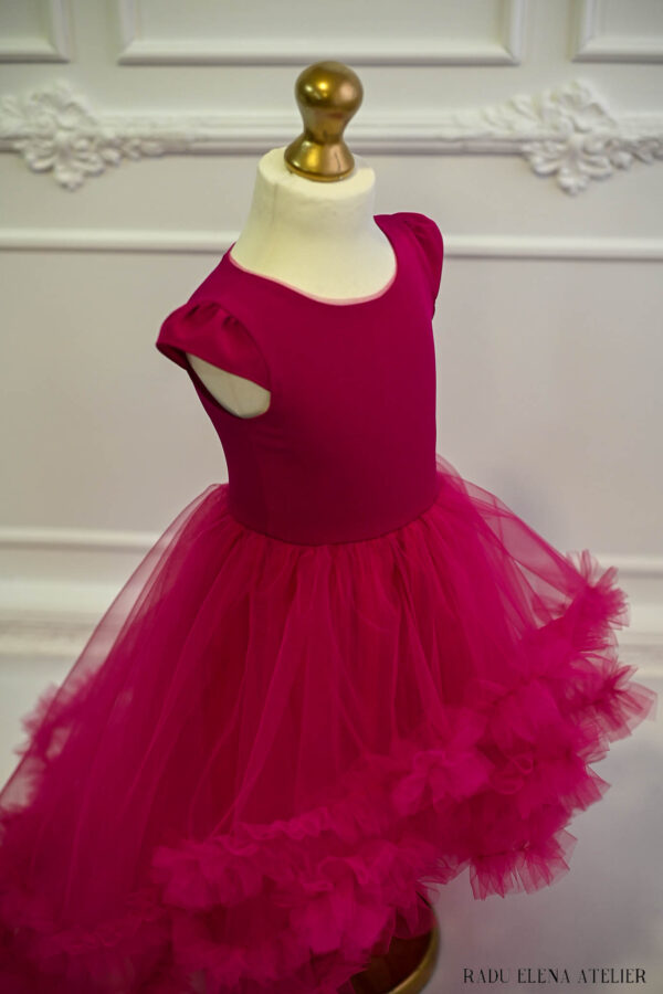 Ciclam-rochita tulle floare/asimetrica - imagine 3