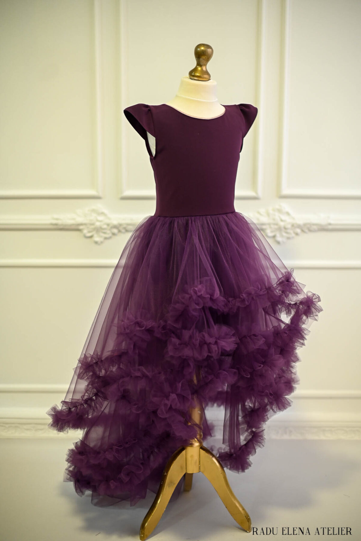 Plum-rochita tulle floare/asimetrica - imagine 2