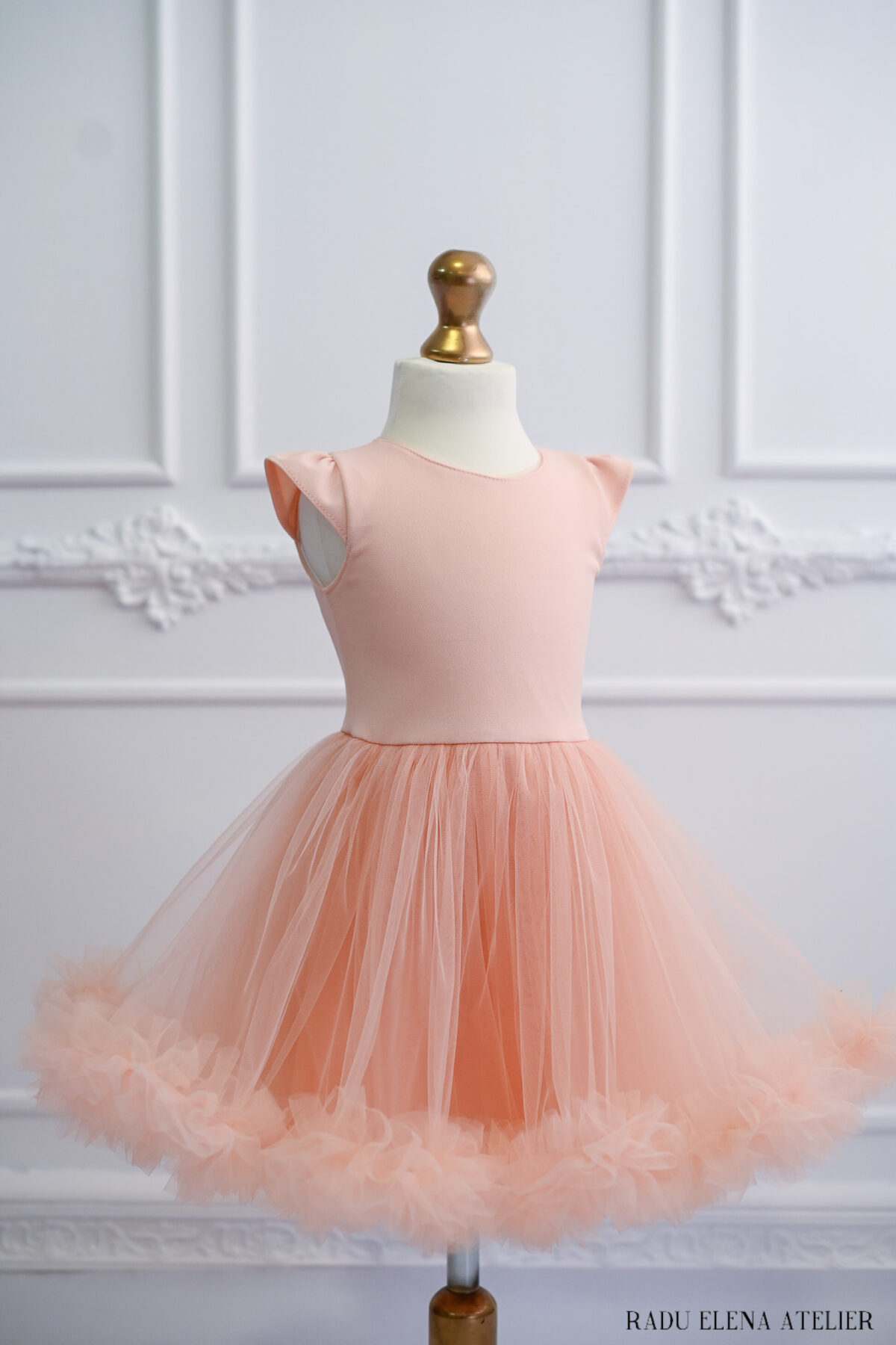 Peach-rochita tulle floare - imagine 2